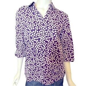 Chico's No Iron Cotton Blouse Size Chico’s 2 / Large Polka Dot Purple